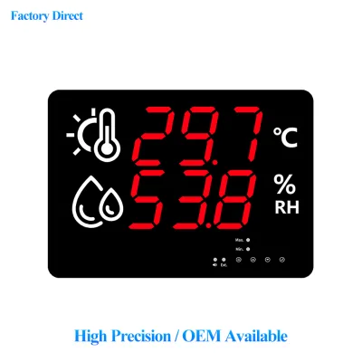 Industrial High-Precision Digital Temperature Humidity Meter LED Display Wall-Mounted RS485 Output Alarm for Warehouse Workshop