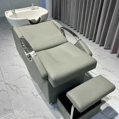 New Design Metal Hair Salon Equipment Shampoo Basin Bed with Shampoo and Chair Stylish Salon Furniture