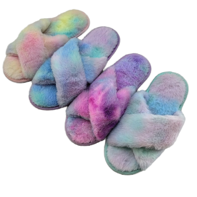 2025 NEW Design COLOURFUL Cross-strap Style Women Indoor Home Slipper Warm Anti-slip Breathable Soft Winter
