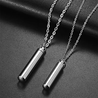Pet Cat Dog Cremation Urn Pendant Titanium Steel Minimalist Perfume Pendant Necklace Memorial Ashes Storage Bottles Necklace