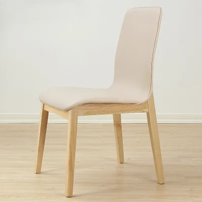 Chic and Functional Dining Chair - Neutral - Colored Upholstery and Solid Wood Legs for Durability