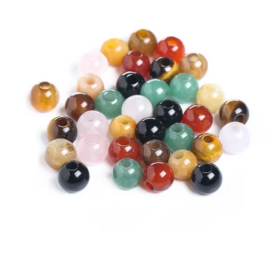 Big Hole Agate Loose Beads Round Stone Wholesale Natural Gemstone Loose Beads for Jewelry Making 6mm 8mm 10mm 12mm