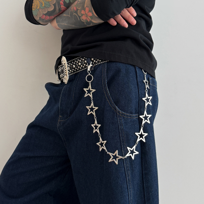 Hollow Star Shape High Quality Pants Chain Fashion Jewelry Hip Hop Punk Style Waist Chain for Men
