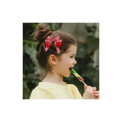 New Arrive Cherry Blossom French Pin Hair Red Gingham Hair Spring and Summer Hairclips for Girls Hair Accessories Wholesale