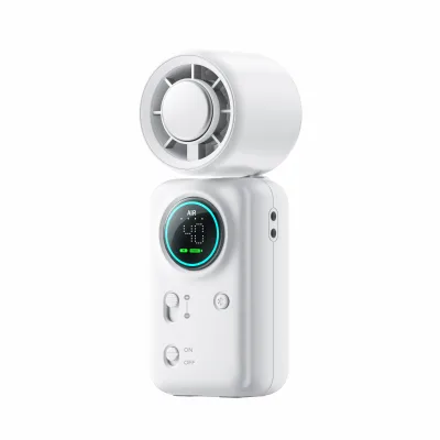Portable 4000mAh Rechargeable Handheld Cooling Fan 100 Gears Wind Speed LED Display Mini Turbo Fan with Semiconductor Cooling