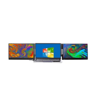 Dual 15.6 Inch Portable Monitor for CAD - CNC Aluminum Frame & 1-Cable Triple Display Setup
