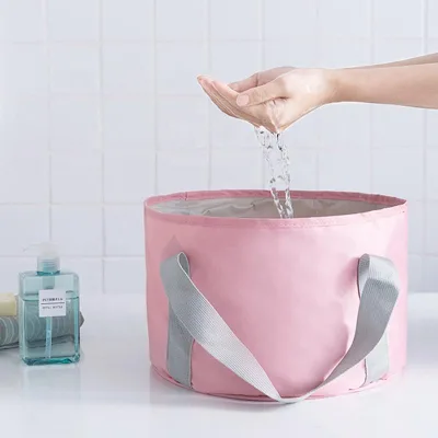 PVC Tarpaulin Industrial Fabric Multi-Use Portable Folding Fishing Pail Anti-Frozen Anti-Flame Anti-Mildew Bucket for Cleaning