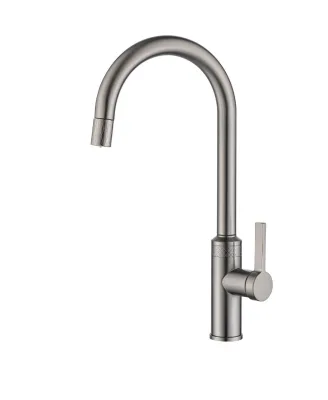 Modern Stainless Steel Brushed Knurling Kitchen Faucet Hot/Cold Mixer 360 Degree Deck-Mounted Hotel Villa Apartment Lifetime