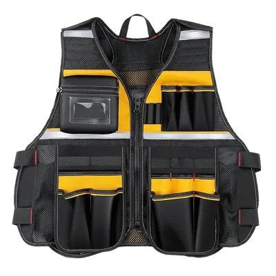 Multi-function Electrician ANSI Class I EN ISO 20471 Class I Reflective Polyester Tool Vest Customized Logo Rescue Site