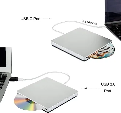 Portable USB-C External CD DVD Drive Slim CD DVD Burner/Writer with Reader for MacBook Pro Air Mac Laptop Windows10 Desktops