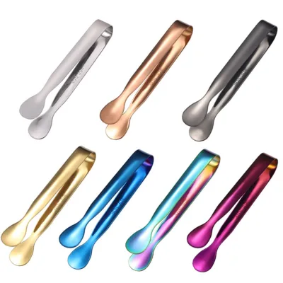 Wholesale Mini Sugar Cube Ice Tongs Small Kitchen Bar Serving Tongs 304 Stainless Steel Food-Grade Premium Tongs Manufacturer