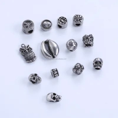 Wholesale Tube Bead DIY Jewelry Bracelet Findings Beading Stainless Steel Owl Skull Buddha Head Spacer Bead Punk Loose Beads