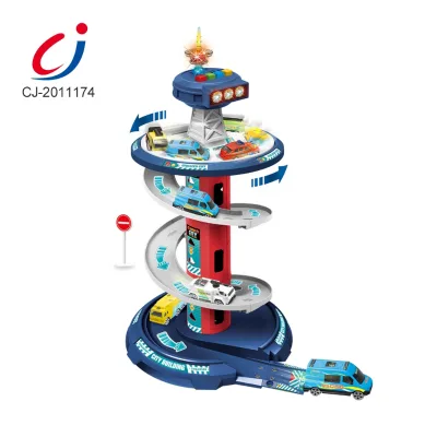 2026 New Games for Kids Indoor Toys City Garage Tracks, Car Park Toy Creative Spiral Design With Light and Music