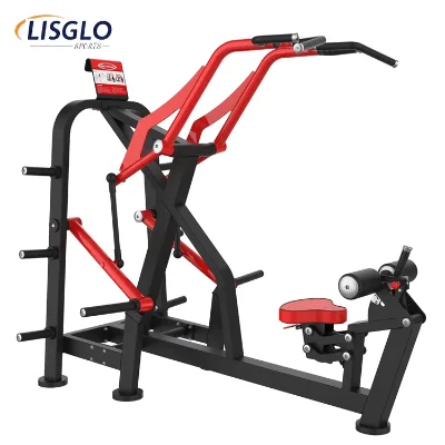 Commercial Fitness Equipment  Series Plate Loaded Lat Machine Steel Construction Safety Features Back Chest Strength Training
