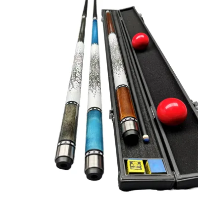 High Quality Carbon Fiber Stainless Steel Joint 1/2 Split Chinese Style Black Eight Billiard Pool Cue 19oz Small/Medium/Large