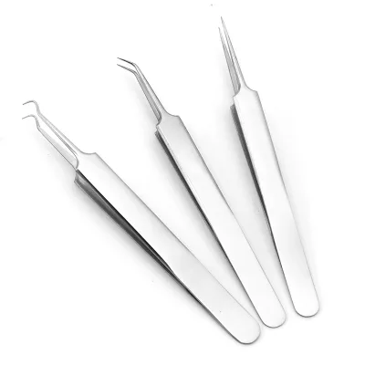 Stainless Steel Factory Beauty Tool Acne Needle Pimple Pin Squeezer Blackhead Removal Tweezers Cell Clip Set