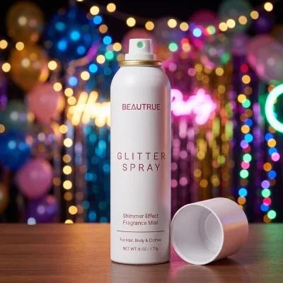Private Brand Custom Design Glitter Shiny Spray Hair Body Fast Dry Wash Out Colorful Rainbow Stage Performance Event Beauty