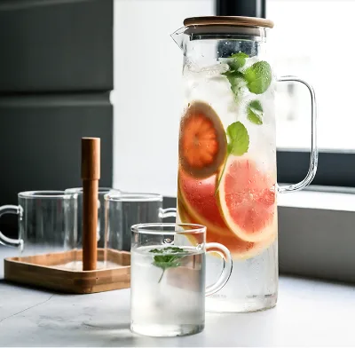 New Design Good Quality Glass Water Jug Glass Water Jug with Handle Borosilicate Glass Water Jug
