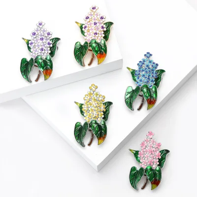 Vintage Enamel Brooch Pin Plant Flower Brooches for Women Party Wedding Fashion Jewelry