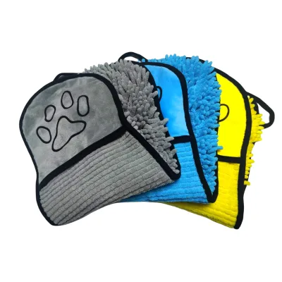 Fully Wrapped Microfiber Pet Bath Supplies Absorbent Quick-Drying Cat and Dog Glove-Style Bath Towel Pet Products