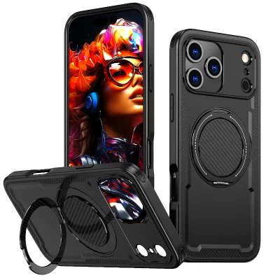 For iPhone 17 Case 360 Rotatable Ring Stand Shockproof Case Magnetic Phone Case Cover for iPhone 17