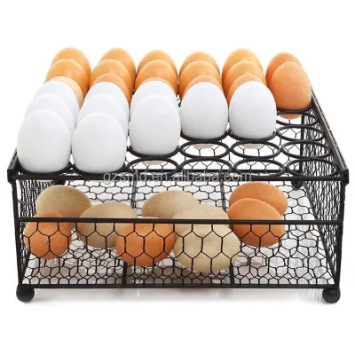 Egg Holder Manufacturer Wholesale New Design Black Mesh Iron Wire Free Stand Egg Basket