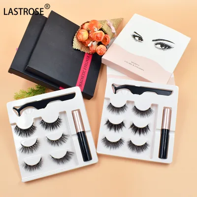 High Quality Magnetic Lashes Set Magnet Eyelashes Kit With Magnetic Eyeliner and Tweezer Private Label Naturalmagnetic Eyelashes