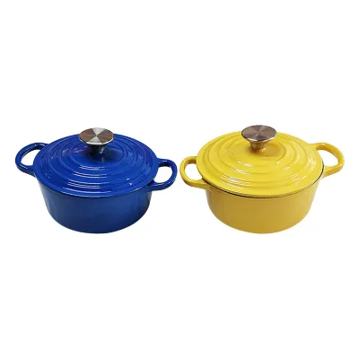 Easy-To-Clean Durable Eco-Friendly Cast Iron Double Handles Enamel Dutch Oven Gas Induction Ready for Home Outdoor Camping