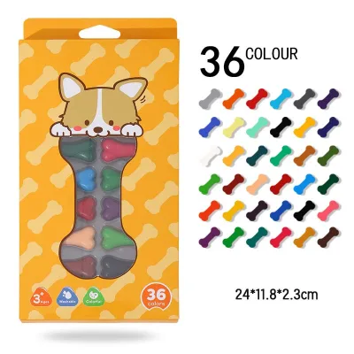 OEM Custom 36 Color Bone Crayons Set Washable Wax Colors Smooth Writing Non-toxic Crayon for Early Childhood Development
