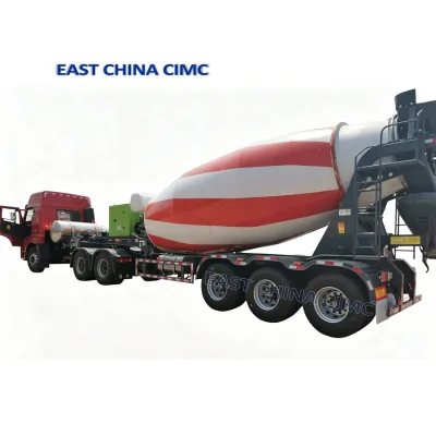 CIMC Factory 3 Axles Concrete Transport Trailer With Mixing Drum Job Site Concrete Supply System