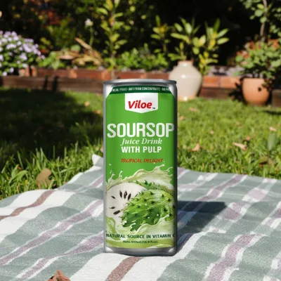 ISO GMP Certified Soursop Juice with Pulp 500ml Alu Can NFC Fruit Beverage OEM Wholesale Price Vietnam Origin
