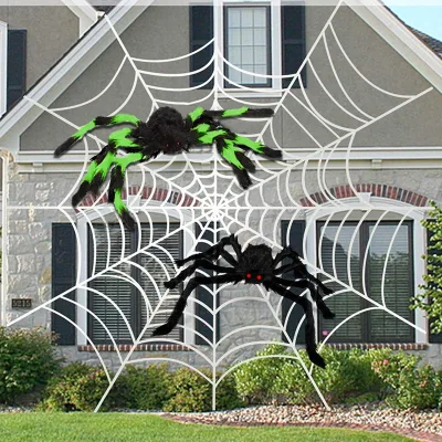 Dia30cm Halloween Decorations Black Spider Web Spider Silk Cotton Simulation Big Spider bar Scene Layout Props