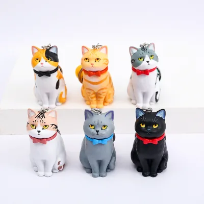 High Quality Hot Sale Cat Design Custom Keychain 3D Doll Action Figure Set Key Chain Wholesale Car Key Bag Pendant Keyrings