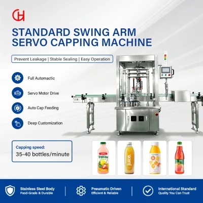 Factory Auto Swing Arm Servo Bottle Capping Machine With Pneumatic Bottle Separating Positioning Function