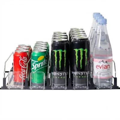 PC ABS Stainless Steel Shelf Pusher Automatic Gravity Product Pusher Commercial Supermarket Equipment