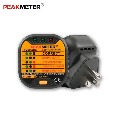 Peakmeter PM6860BG High Quality 90V~120V Plug Electric Socket Tester Support GFCI / RCD Test Functions