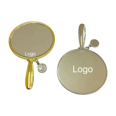 Wholesale Custom Logo Durable Modern Round Metal Handheld Mirrors for Desktop Use-Promotional Gift