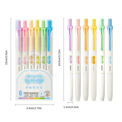 High Quality of 24-color Press-to-use Color Eye-protection Fluorescent Pen for DIY Planner Quick-drying Marker Pen