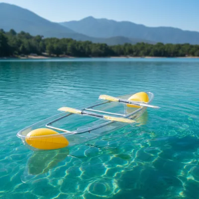 Popular Scenic Spot Transparent Polycarbonate Boat 6mm 2 Seater 200kg Underwater View Canoe