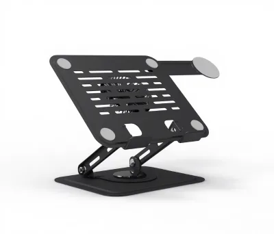 360 Degrees Rotatable Ergonomic Laptop Stand Portable Folding Height Adjustable Notebook Stand with Cooling Fan and Phone Holder