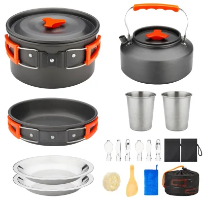 High Quality Custom Logo Portable Aluminum Camping Picnic Cooking Pot Set
