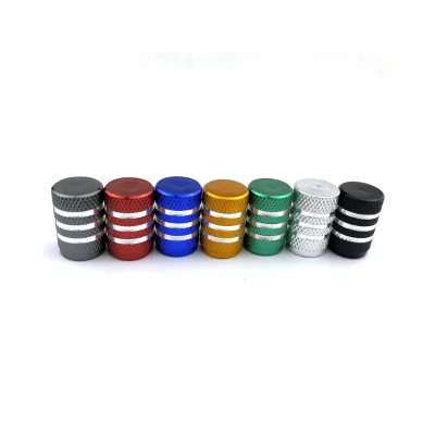 Shiny 3-Line Tire Stem Caps Aluminum Alloy Valve Caps with Chrome Finish