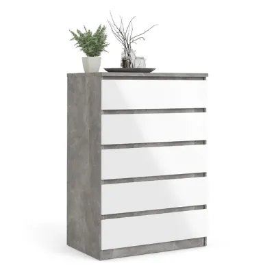 77cm Wide 50cm Deep 5 Drawers 9kg Load Capacity Chest Drawers with Gloss Finish for Home Bedroom Storage Solutions