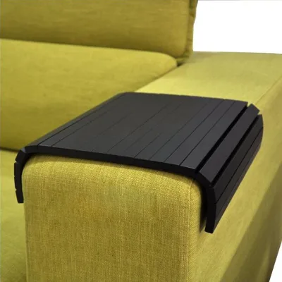 Classic Style Foldable Bamboo Wooden Arm Chair with Painted Black Finish Eco-Friendly Folding Sofa Bed Armrest Cushion Tray Sale