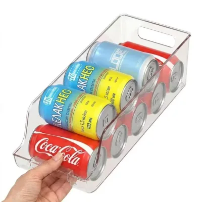 Stackable Transparent Plastic Drink Can Organizer for Kitchen Food Storage
