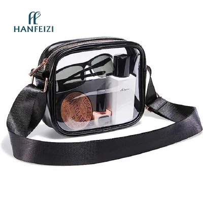HANFEIZI PVC Chest Pack for Women Clear Bag Stadium Approval Zipper Travel Single Shoulder Bag