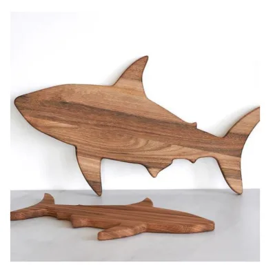 Unique Design Bamboo Cheese & Charcuterie Board for Everyday Serving Featuring Shark Coochie Plate & Walnut Wood Accents