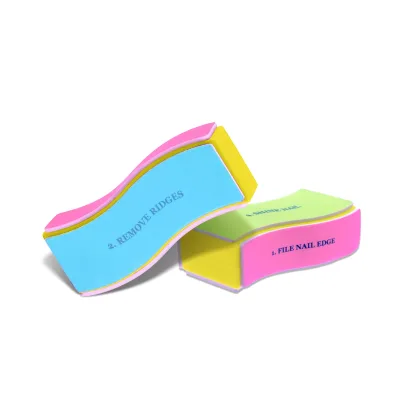 Private Label Colorful Wave Design 4 Step Polishing Smoothing Ridge Removal Manicure Tool Kit Nail File Nail Buffer Nail Shiner