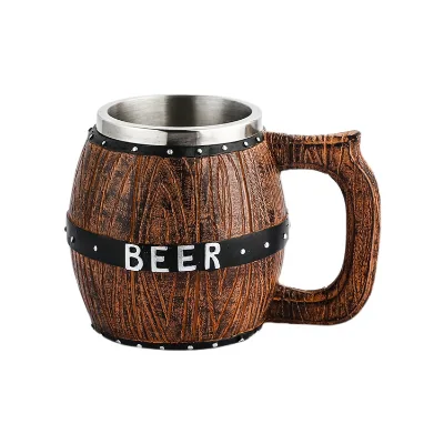 Unique Food Grade Stainless Steel Cocktail Glass Reusable Wine Barrel Party Supplies with Comfortable Handle