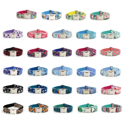 High Quality Printed Wholesale Pet Dog Collar With Metal Buckle